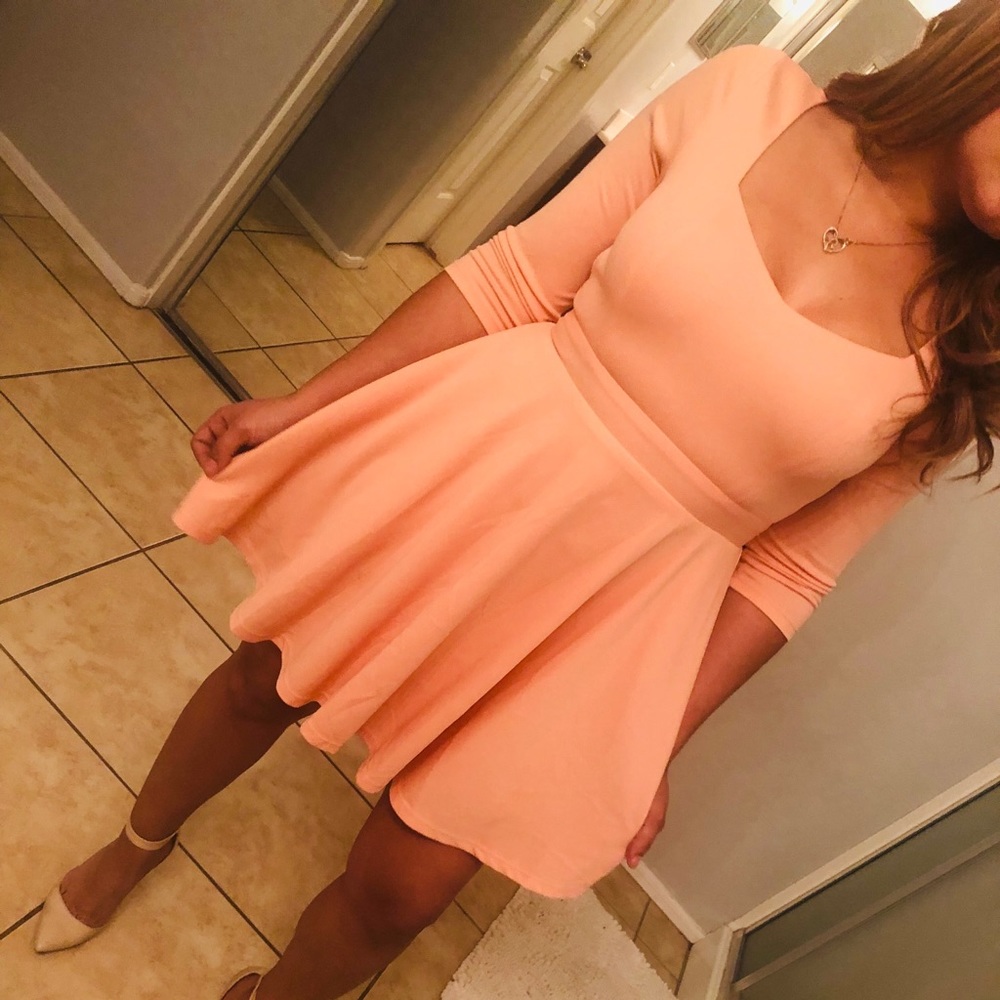 Cute peach sweetheart flared dress